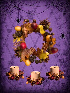 Woodland Whispers 🍃🧚‍♂️ Fall & Thanksgiving Candle Decor Set of 4